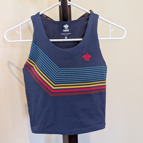 Rabbit Navy/Stripe Athletic Crop Tank Top, Size XS - Picture 11 of 11